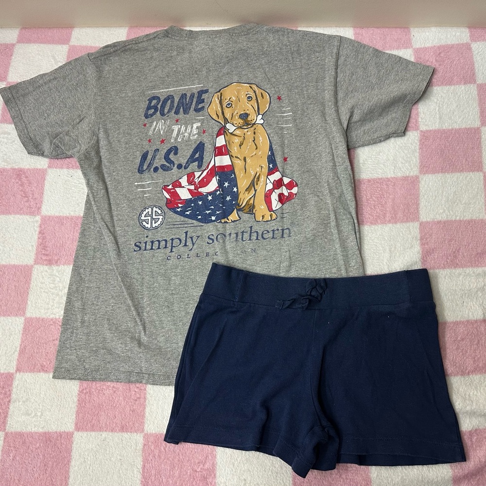 Simply Southern Gray and Blue Kids Matching Set